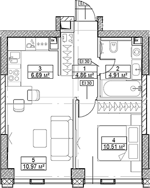 2-комн., 37.94 м², 17/48 этаж, ЖК «Сити Бэй»