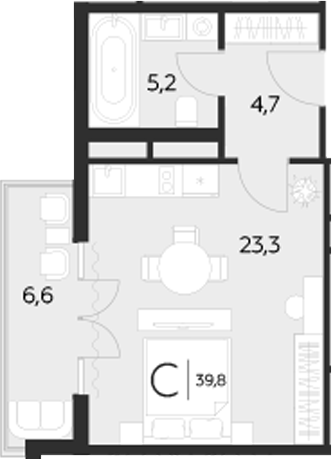Студия квартира, 33.2 м² в ЖК LeePrime Residences Polyana Sochi — фото 2
