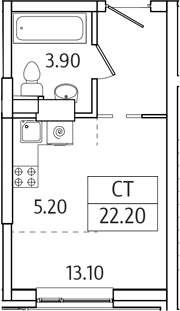 Студия, 22.2 м², 14/19 этаж, ЖК «Видный Берег 2.0»