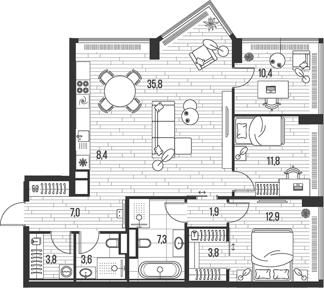 4+ комнаты, 106.7 м², 13/39 этаж, ЖК «HIGH LIFE»