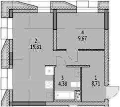 2-комн., 42.57 м², 4/21 этаж, ЖК «N'ICE LOFT»
