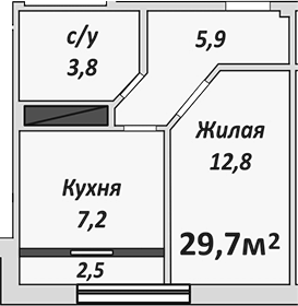 Продается 1-комн. квартира, 29.7 м²