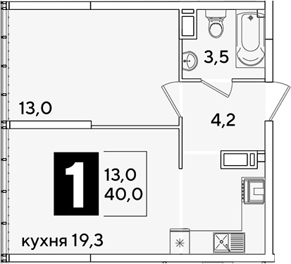 2-комн. квартира, 40 м² в ЖК Самолет — фото 2