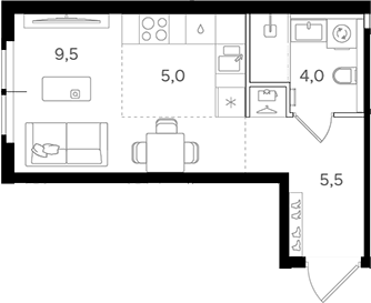Студия, 24 м², 29/31 этаж, ЖК «НАЗАРЕ»