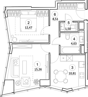 2-комн., 53.13 м², 14/35 этаж, ЖК «УНО.Горбунова»