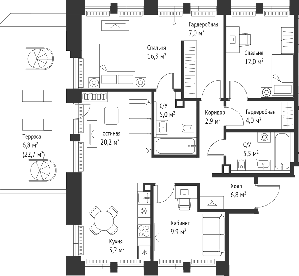4+ комнаты, 94.8 м², 7/8 этаж, ЖК «СЕТ»