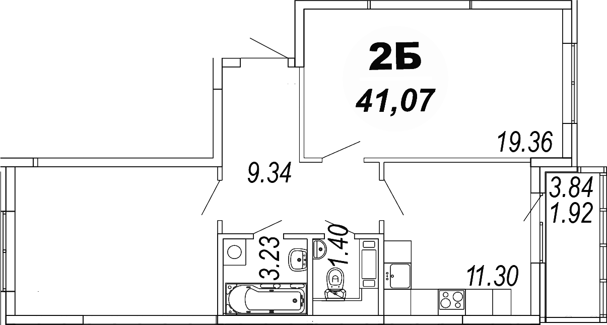 2-комн., 59.75 м², 1/4 этаж, ЖК «Шолохово»