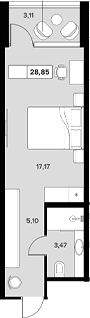 Студия квартира, 25.74 м² в ЖК Гостиничный комплекс Белые ночи — фото 2
