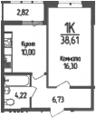 1-комн. квартира, 37.2 м² в ЖК Кумир — фото 2