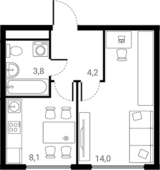 1-комн., 30.1 м², 22/25 этаж, ЖК «Лесная Коллекция»