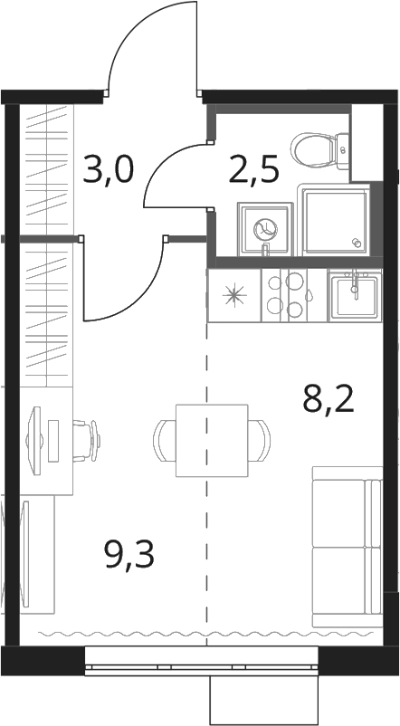 Студия, 23.1 м², 10/16 этаж, ЖК «1-й Шереметьевский»
