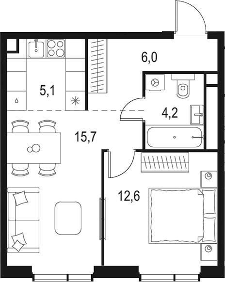 2-комн., 43.6 м², 26/31 этаж, ЖК «Левел Мичуринский»