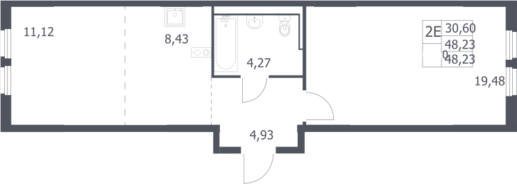 2-комн., 48.23 м², 5/17 этаж, ЖК «Пригород Лесное»