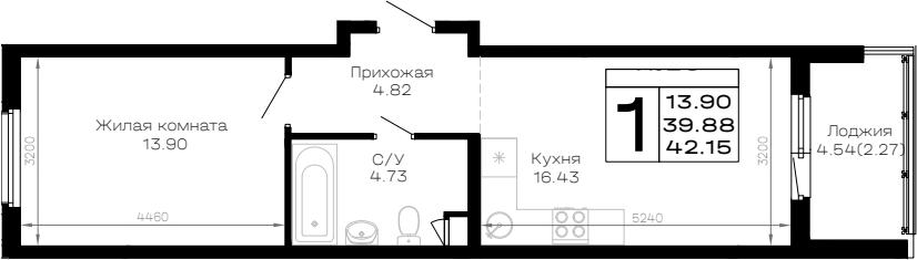 1-комн. квартира, 39.88 м² в ЖК Усадьба Гостагаевская — фото 2