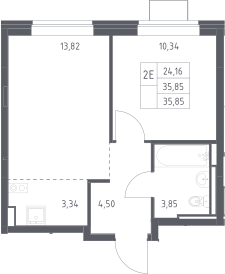 2-комн., 35.85 м², 11/12 этаж, ЖК «Богдановский лес»