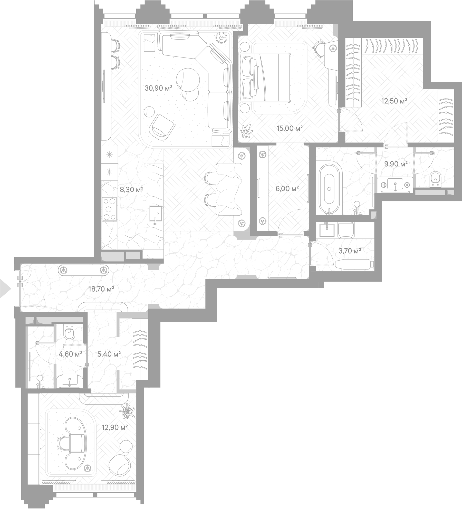 2-комн., 127.9 м², 4/5 этаж, ЖК «Николь»