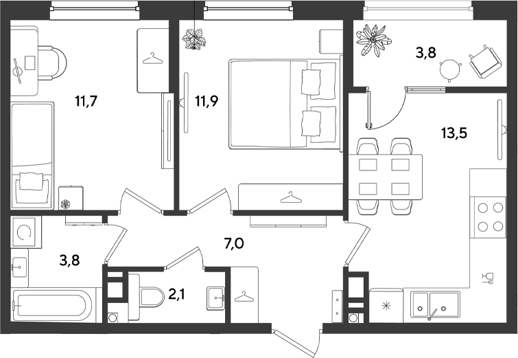 2-комн. квартира, 50 м² в ЖК Ридз — фото 2