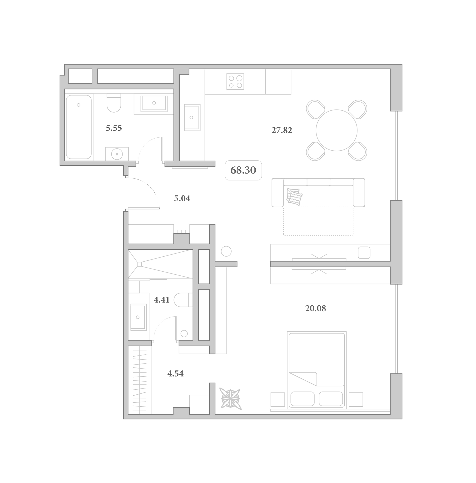 2-комн. квартира, 68.3 м² в ЖК Граф Толстой — фото 2