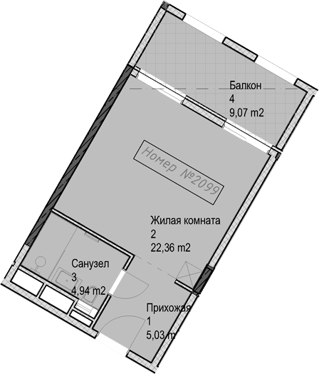 Студия квартира, 32.3 м² в ЖК Гостиничный комплекс Николай 1 — фото 2