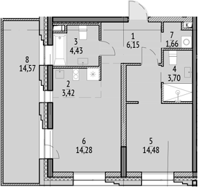 2-комн., 48.12 м², 5/18 этаж, ЖК «N'ICE LOFT»