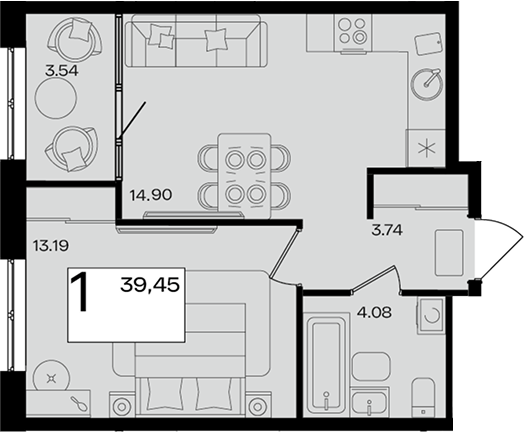 2-комн. квартира, 35.91 м² в ЖК Патрики — фото 2