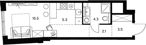 Студия, 30.7 м², 25/46 этаж, ЖК «НЕКСУС от Аквилон»