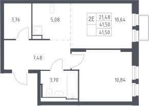 2-комн., 41.5 м², 20/24 этаж, ЖК «Квартал Строгино»