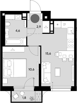 Продается 2-комн. квартира, 33.7 м²