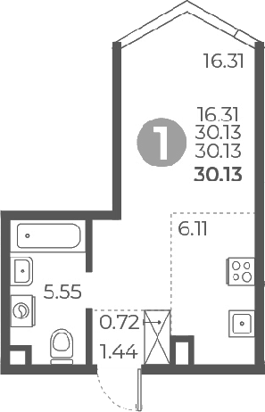 Студия, 30.13 м², 17/27 этаж, ЖК «Мневники от Гранель»