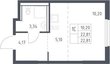 Студия, 22.81 м², 17/17 этаж, ЖК «Пригород Лесное»