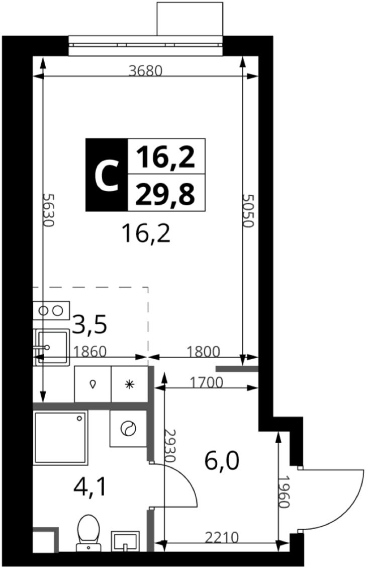 Студия, 29.8 м², 3/18 этаж, ЖК «1-й Ясеневский»