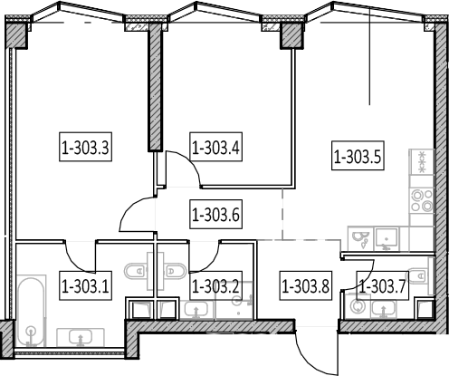 3-комн., 66.7 м², 28/57 этаж, ЖК «Айс Тауэрс»