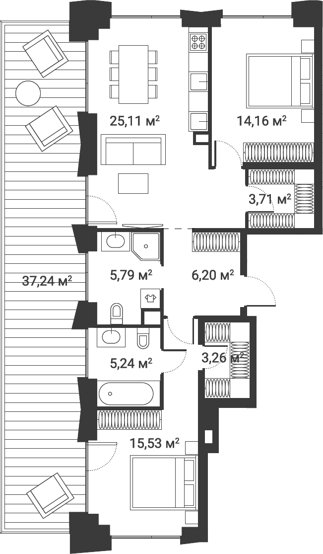 3-комн., 74.7 м², 2/25 этаж, ЖК «Первый Нагатинский»