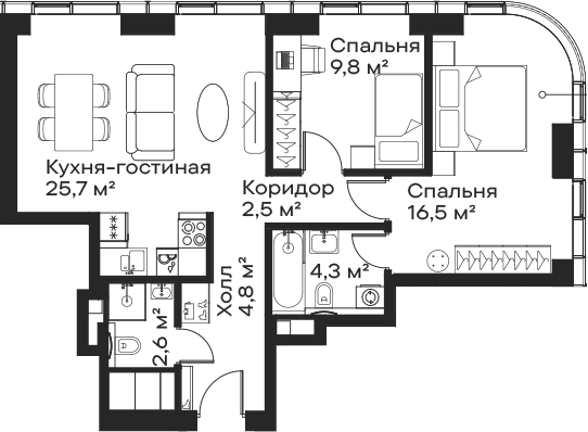 3-комн. Сити Бэй