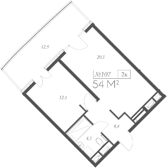 2-комн. квартира, 41.1 м² в ЖК Морелло — фото 2