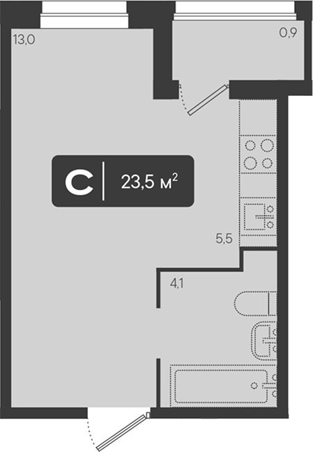 Студия квартира, 22.6 м² в ЖК Архитектор. ГК ЮгСтройИнвест — фото 2