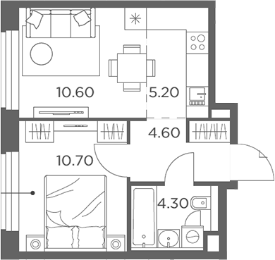 2-комн., 35.4 м², 23/23 этаж, ЖК «Белый Град»