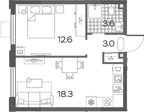 2-комн., 37.5 м², 10/10 этаж, ЖК «Лучи»