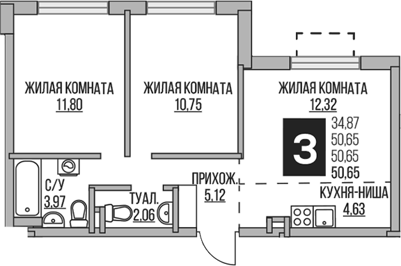 3-комн. Гранель Аникеевский