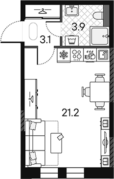 Студия, 28.2 м², 10/12 этаж, ЖК «МАРК»