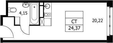 Студия, 24.37 м², 7/21 этаж, ЖК «Волковская 67»