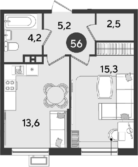 1-комн. квартира, 40.8 м² в ЖК Парк Победы — фото 2