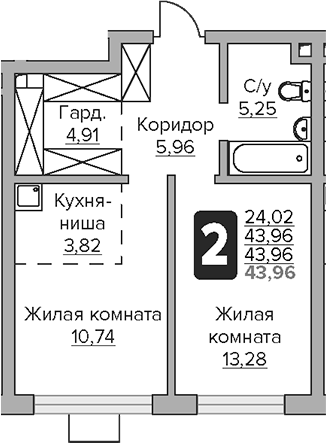 2-комн. Гранель Тринити