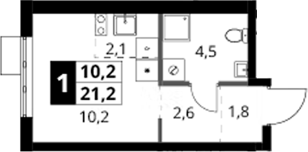Студия, 21.2 м², 7/18 этаж, ЖК «1-й Ясеневский»