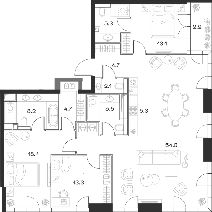 4+ комнаты, 137.2 м², 14/18 этаж, ЖК «SHIFT»