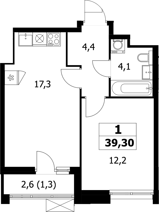 1-комн., 38 м², 17/17 этаж, ЖК «Прокшино»
