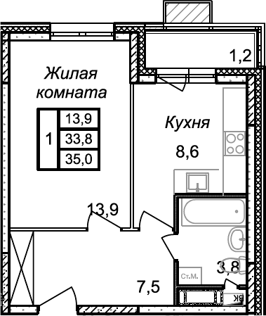 1-комн. Квартал Светлый
