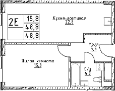 2-комн., 48.8 м², 23/29 этаж, ЖК «Наметкин Тауэр»