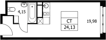 Студия, 24.13 м², 15/21 этаж, ЖК «Волковская 67»