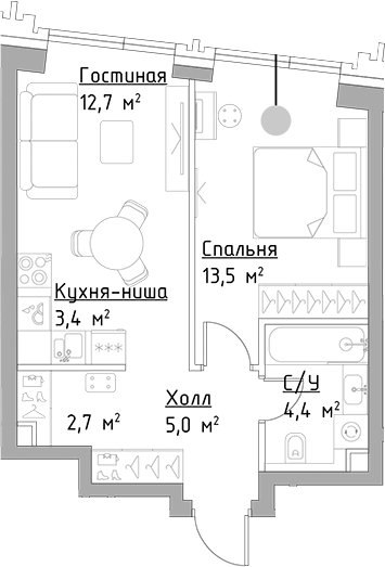 2-комн. Левел Павелецкая Сити